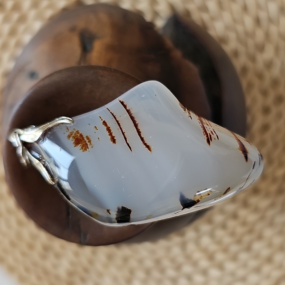 Natural Dendrite Aquatic Plant Agate Vintage Pendant - Picture 6 of 9